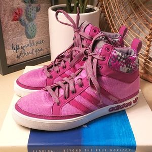 Pink High Top Adidas Sneakers - Like New